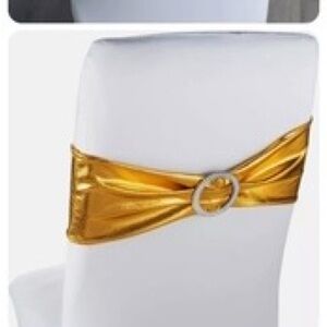 Metallic gold spandex banquet chair sashes bands bows